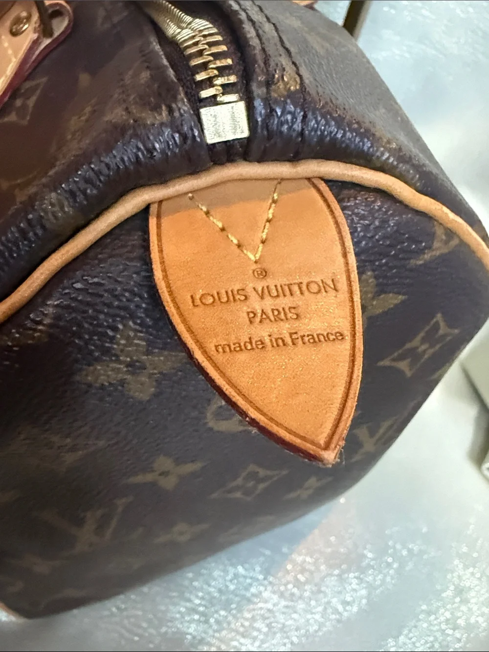 Louis Vuitton Brown Monogram Speedy 35 with Tan Trim - Really Good Condition